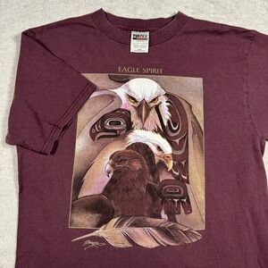 Vintage Tultex Eagle‎ Spirit Graphic T Shirt Mens Large Burgundy Cotton